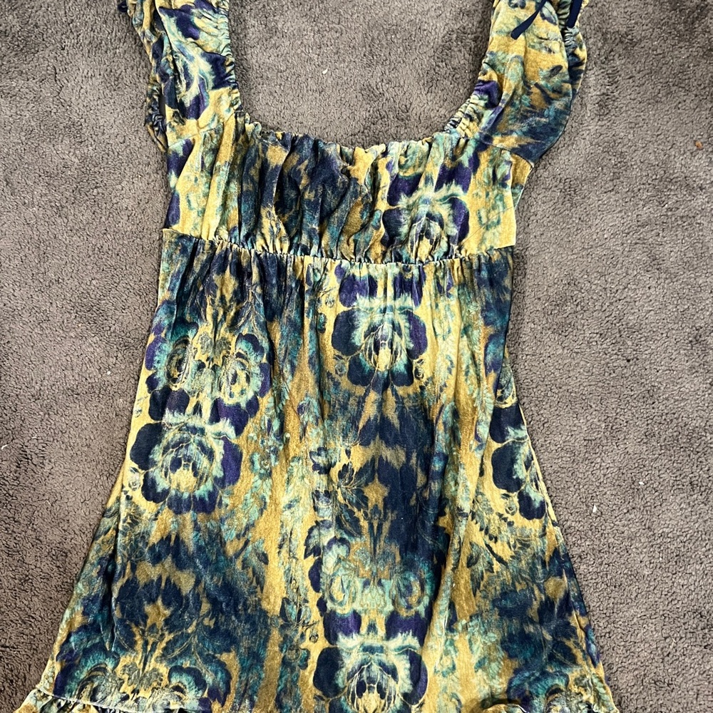 Urban Outfitters Yellow and Blue Tie-Dye Dress